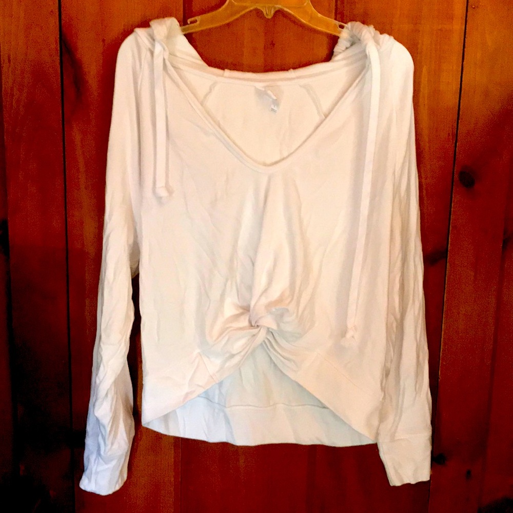 Fabletics Whote Cropped Hooded Sweatshirt